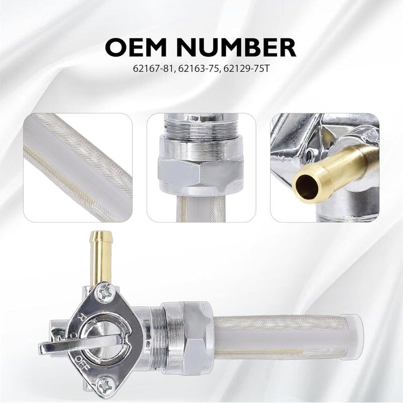 OXCANO 62167-81 22MM Left Spigot Gas Tank Fuel Shut Off Valve Petcock Switch Compatible with Harley-Davidson Bad Boy Blackline Breakout Cross Bones Disc Glide Dyna Dyna Glide Electra Glide Fat Bob - Image 4